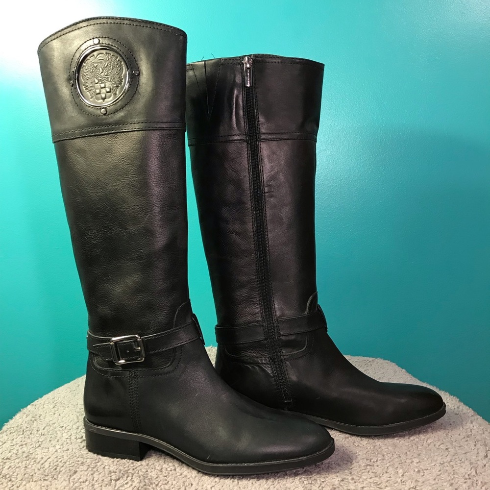 Vince Camuto Phillie Black Leather Riding Boot